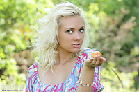 Blonde teen thumbs teen outdoor