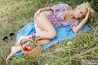 Blonde teen thumbs teen outdoor