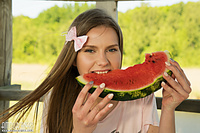 Cute teen on the terrace