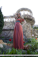 Katie a like a stunning goddess, katie a slowly strips off her long dress and starts posing naked in the garden