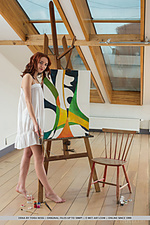 Erna redhead erna flaunts her sweet, nubile body as she paints in her room.