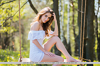 Cara mell cara mell shows off her long and lean physique, slender limbs, and smooth assets as she poses in a wooden swing