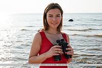 Dominika jule dominika jule playfully poses by the beach as she bares her sexy, slender body.