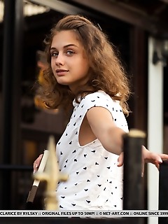 Clarice clarice flaunts her naked body and pink pussy in the balcony.