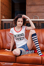 Model in stripped socks
